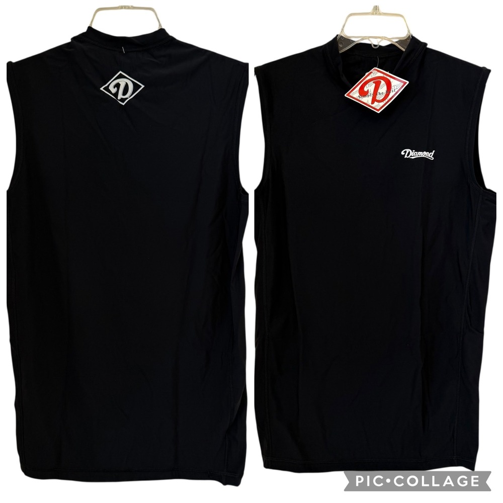 Diamond Sports Men Black Sleeveless Vest Tank Top Shirt Baseball USA‎ Medium NEW